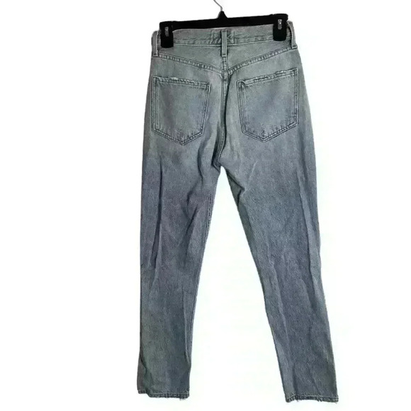 Agolde jeans riley high rise straight crop clear skies blue distressed size 24 - Picture 5 of 9